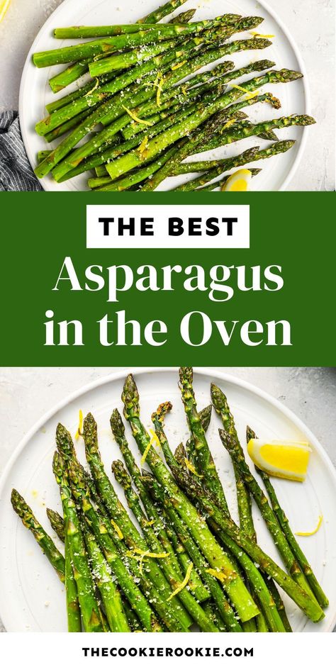 Asparagus in the Oven - This easy baked asparagus recipe takes just 20 minutes and only 4 ingredients! Perfectly seasoned, tender, and versatile, it’s a great side dish for any meal. Pop over to our site for the recipe! Crispy Asparagus Oven, How To Bake Asparagus In The Oven, Oven Baked Asparagus Recipes, How To Cook Asparagus In The Oven, Asparagus Recipes Baked Oven Roasted, Roasting Asparagus In The Oven, Baked Asparagus Recipes, Easy Baked Asparagus, Asparagus In The Oven