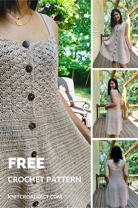 A perfect crochet dress pattern for summertime with an easy step by step video tutorial and written instructions. Summer Dress Patterns Free, Crocheted Clothes, Crochet Dress Pattern Free, Crochet Wearables, Crochet Summer Dresses, Crocheted Dress, Summer Dress Patterns, Frock Patterns, Crochet Skirts