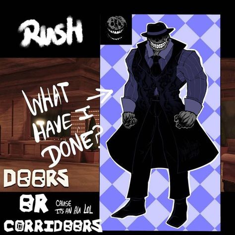 Doors Human Fanart, Doors Rush, Rush Doors, Doors Characters, Roblox Doors Fanart, Doors Game, Buff Man, Doors Fanart, Bear Alpha