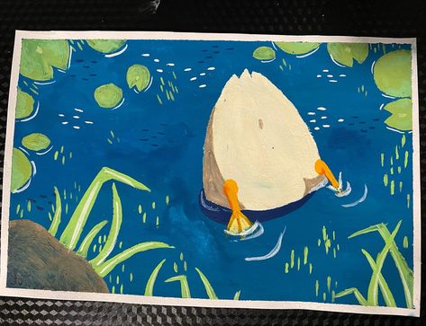 duck gouache painting art artist ducks lake pond lily pad Ducks Swimming Drawing, Painting Ducks Acrylic, Goose Painting Easy, Cute Duck Painting Easy, Painting Ideas Duck, Duck Painting Ideas, Duck Painting Acrylic, Cute Duck Painting, Duck Painting Easy