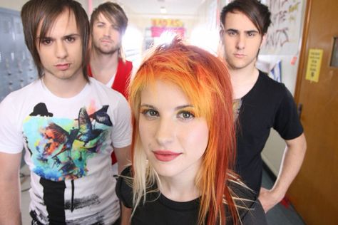 part of the RIOT! photoshoot on set of the "Misery Business" music video Paramore 2007, Riot Paramore, Hayley Williams And Taylor York, Emo Nostalgia, Paramore Hair, Paramore Wallpaper, Misguided Ghosts, Instagram Polls, 90s Rock Bands