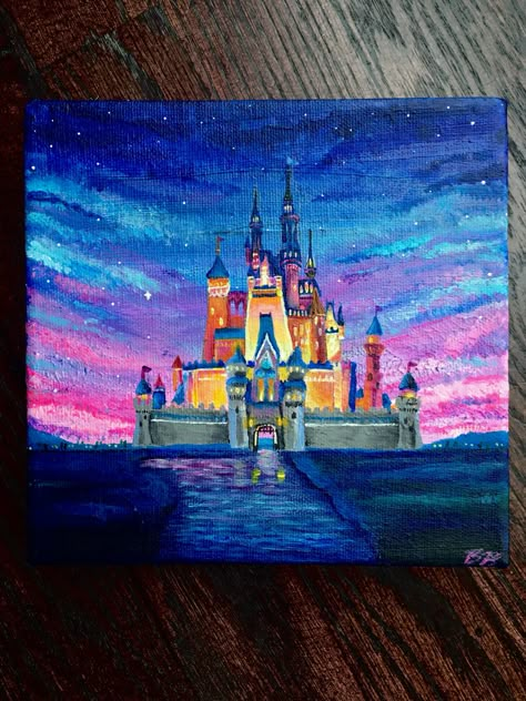 6" by 6" canvas...I really like Disney :) Disney Theme Painting, Disney Art Canvas, Disney Movie Paintings, Painting Disney Ideas, Canvas Painting Ideas Disney, Up Painting Disney, Disney Painting Ideas On Canvas, Disney Paintings On Canvas, Disney Canvas Art Ideas