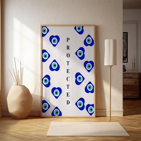 Evil Eye Print, Evil Eye Heart Wall Art, Retro Aesthetic Wall Art, Evil Eye Trendy Poster, Maximalist Wall Art, Colorful Unique Wall Art Evil Eye Print, Apartment Wall Art, Apartment Walls, Maximalist Wall, Maximalist Wall Art, Heart Poster, Aesthetic Wall Art, Girly Wall Art, Wall Art Colorful