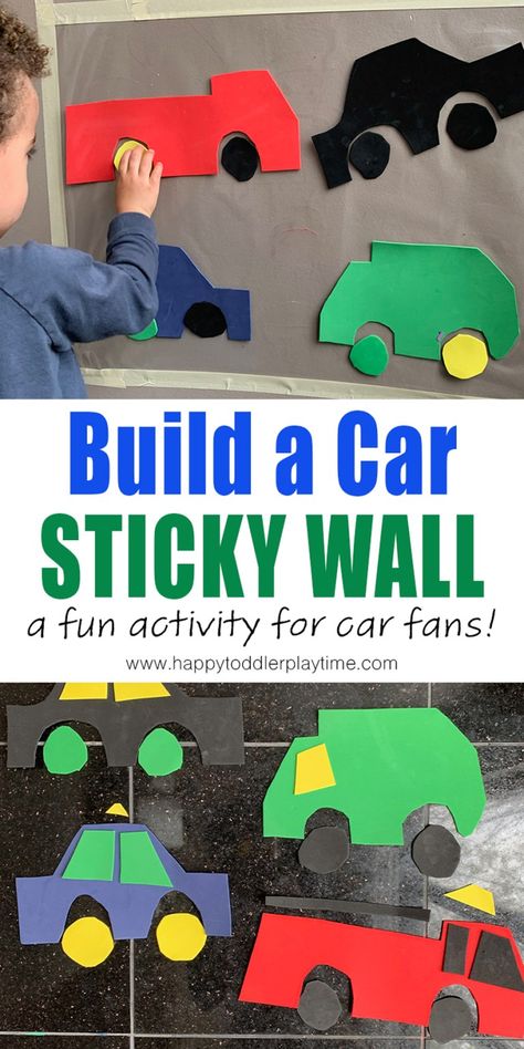 35+ Toy Car and Truck Activities for Kids - HAPPY TODDLER PLAYTIME Infant Car Activities, Build A Car Craft For Kids, Wheels Crafts For Preschool, Cars Activities For Toddlers, Transportation Fine Motor Activities, Toy Car Activities, Transport Eyfs Activities, Thankful Preschool, Puppy Activities