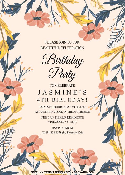 Nice 7+ Aesthetic Spring Inspired Birthday Invitation Templates For Your Best Spring Party #free #freeinvitation2019 #birthday #disney #invitations #invitationtemplates Cute Birthday Invitation Card, Aesthetic Invitation Birthday, Birthday Invation Template, Birthday Invitation Letter, Birthday Invitation Card Ideas Aesthetic, Bday Invitation Cards Aesthetic, Birthday Card Invitation Ideas, Invitation Card For Birthday, Invitation Letter For Birthday Party