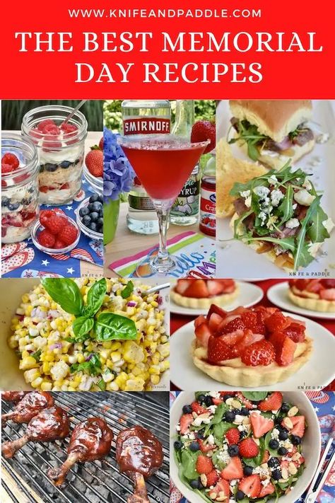 The Best Memorial Day Recipes • www.knifeandpaddle.com Memorial Day Weekend Food Ideas, Memorial Day Vegetarian Food, Memorial Day Healthy Food Ideas, Memorial Day Snack Board, Memorial Day Food, Memorial Day Apps, Lemon Macaroons, Beer Bratwurst, Lemonade Slushies