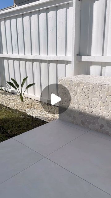 Belinda on Instagram: "Ok true story to the background music! Honestly this is me every Saturday, so many ideas, just not enough time and money!🫢  This improvement was started mid way though the year, but still one of my favourites  We had an unused slab up the side of the house and a path and pebbles that let to the pool, the pebbles were moved inplace of grass and a garden bed, the slab and the bench seat was made from treated pine and blue board, then waterproofed and tiled on top, and sealed One of my favourite outdoor zones now  #outdoordesign #outdoorliving #gardendiy #homeimprovement #diy #diybenchseat #benchseat" Outdoor Zones, Outside Fire Pit, Diy Bench Seat, Outside Fire Pits, Blue Board, Background Music, Garden Bed, Bench Seat, Pool Area