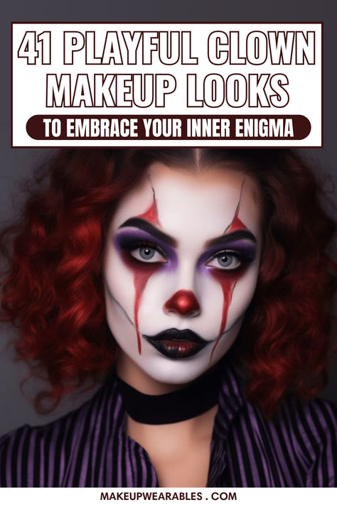 Clown Makeup Looks Easy Kid Clown Makeup, Scary Ring Master Makeup, Mad Clown Makeup, Clown Makeup Women Pretty, Clown Woman Makeup, Clown Hair And Makeup, Spider Clown Makeup, Scary Female Clown Makeup, Scary Clown Makeup Tutorial