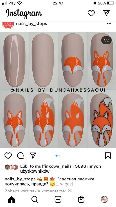 Easter Nails Design, Easter Nails Acrylic, Animal Nail Designs, Fox Nails, 2023 Nails, Nails Design Ideas, Animal Nail Art, Easter Nail Designs, Art Deco Nails