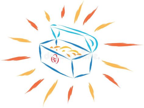 Treasure box vector illustration Treasure Box Illustration, Treasure Box Drawing, Treasure Doodle, Box Drawing, Box Illustration, Box Vector, Doodle Illustration, Treasure Box, Sketch Drawing