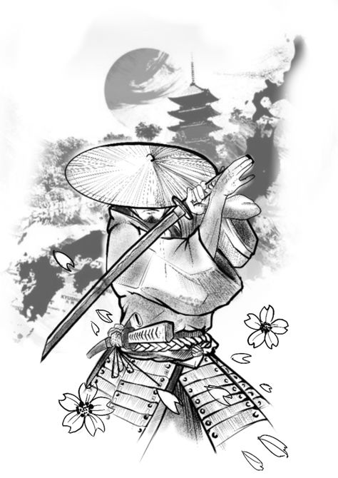 Japanese Samurai Drawing, Japanese Ninja Tattoo, Japanese Tattoo Art Samurai, Samurai Drawing Sketches, Ninja Tattoo Design, Tattoo Ninja, Samurai Sketch, Koi Fish Drawing Tattoo, Ninja Tattoo