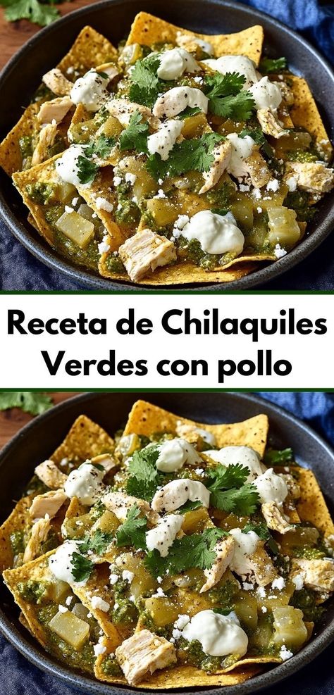 ¿Buscas recetas con pollo que sorprendan? Los Chilaquiles Verdes con Pollo son una receta de cocina tradicional que encantará a toda la familia. Un plato que destaca entre las mejores recetas de pollo. Mexican Food Recipes Authentic, Salsa Verde, Tex Mex, Tortillas, Mexican Food Recipes, Tacos, Cooking Recipes, Yummy Food