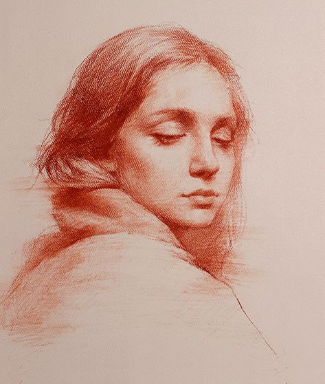 Conte Drawing, Academic Drawing, Pencil Portrait Drawing, Sketches Of People, Pastel Portraits, Graphite Drawings, Portrait Sketches, Woman Portrait, Sketch Painting