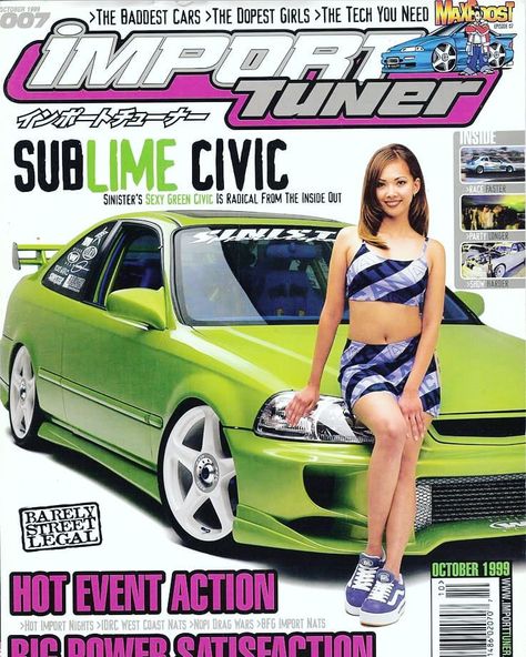 Import Tuner Magazine Covers, Import Tuner Magazine, Em1 Civic, Jdm Magazine, Tokyo Cars, Y2k Cars, Import Tuner, Civic Jdm, Car Interior Diy