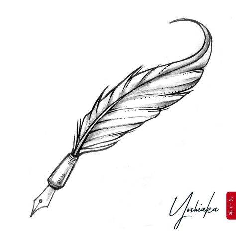 Quill Drawing Feather, Feather Ink Pen Tattoo, Feather Pen Drawing, Writer Tattoos, Quill Pen Tattoo, Feather Pen Tattoo, Miracle Tattoo, Tattoo Plume, Quill Tattoo