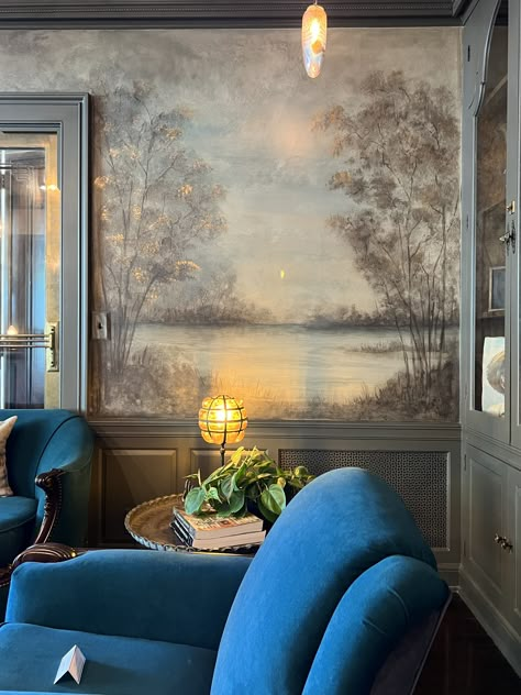 Mural Wall Dining Room, Mural Wallpaper Hallway, Wall Murals Wallpaper, Painted Murals On Walls, Wallpaper Murals Statement Wall, Hand Painted Murals For Home, Framed Wall Mural, Botanical Murals, Wall Mural Kitchen