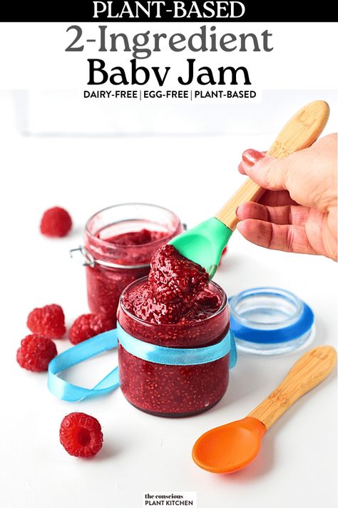 Baby Jam (Raspberry, Chia Seeds, No Sugar) - The Conscious Plant Kitchen Raspberry Chia Jam, Baby Jam, Jam Raspberry, Conscious Plant Kitchen, Raspberry Jam Recipe, Chia Seed Jam, Chia Jam, Plant Kitchen, Toddler Recipes