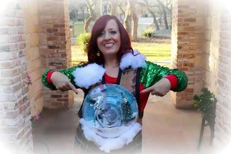 how to make and ugly sweater with a giant snow globe Creative Ugly Christmas Sweater, Crazy Christmas Sweaters, Ugly Christmas Sweater Diy Funny, The Office Christmas Party, Bean Bag Filler, The Office Christmas, Holiday Snow Globe, Sweater Diy, Ugly Sweater Diy