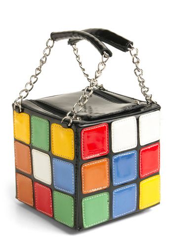 The Gleaming Cube Handbag - $52.99 Cube Handbag, Quirky Bags, Funky Purses, Nerdy Wedding, Funny Bags, Rubix Cube, Fashion Australia, Unique Handbags, Geek Fashion