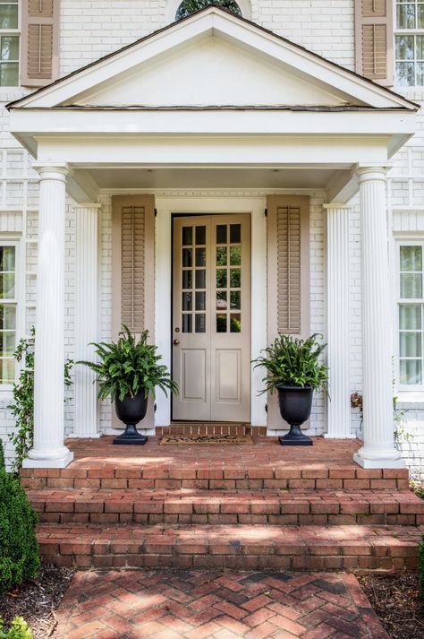 Colonial House Front Door, Colonial House Front Porch, Colonial Front Door, Small French Doors, Custom Front Door, Front Door Inspiration, Colonial House Exteriors, Traditional Front Doors, Custom Front Doors