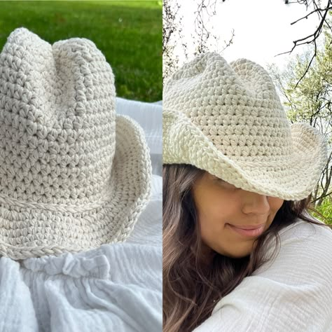 Coastal cowgirl moment Crochet Country Outfit, Crochet Cowgirl Hat, Crochet Cowgirl Outfit, Crochet Cowboy Hat Free Pattern, Cowgirl Crochet, Crochet Cowgirl, Coastal Cowgirl Hat, Crochet Sombrero, Crochet Cowboy Hat