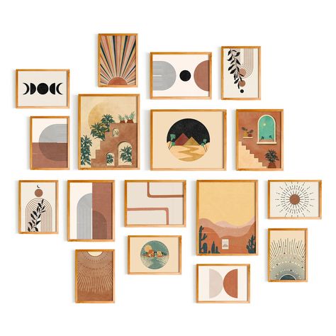 PRICES MAY VARY. Our set of 17 pcs wall art come in standard sizes: 10 pcs 5"x7", 4 pcs 6"x8" and 3 pcs 8"x10", making them easy to frame and display on your walls as soon as they arrive. Transform your walls into an art gallery with our collection of high-quality prints and posters that will elevate your space and bring it to life Create Your Dream Boho Home: Explore a Wide Range of Boho Decor, from Boho Wall Decor to Boho Kitchen Wall art - Perfect for Adding a Touch of Bohemian Style to Any S Boho Wall Decor Pictures, Neutral Living Room Art, Earthy Boho Decor, Boho Academia Decor, Midcentury Modern Wall Decor, Boho Living Room Wall Decor Ideas, Boho Bedroom Wall Art, Boho Wall Collage, Boho Wall Decor Ideas