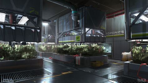 Sci Fi Laboratory Concept Art, Spaceship Interior Concept Art, Space Station Interior, Dojo Design, Interior Concept Art, 343 Industries, Infinite Art, Halo Infinite, Spaceship Interior