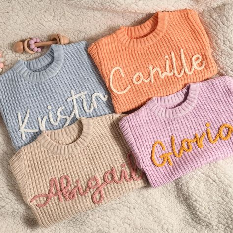 Baby Name Sweater, Cole Baby, Patterns Colorful, Name Sweater, Baby Jumper, Personalized Sweater, Pull Bebe, Cadeau Baby Shower