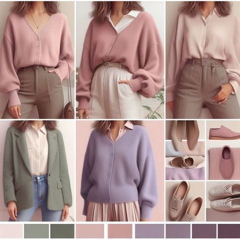 Muted Capsule Wardrobe, Soft Summer Pantone, Soft Summer Office Outfit, Soft Summer Business Outfits, Soft Summer Pallete Outfits, Soft Summer Outfits Inspiration Classy, Soft Summer Business Casual, Soft Summer Clothes Aesthetic, Soft Autumn Purple