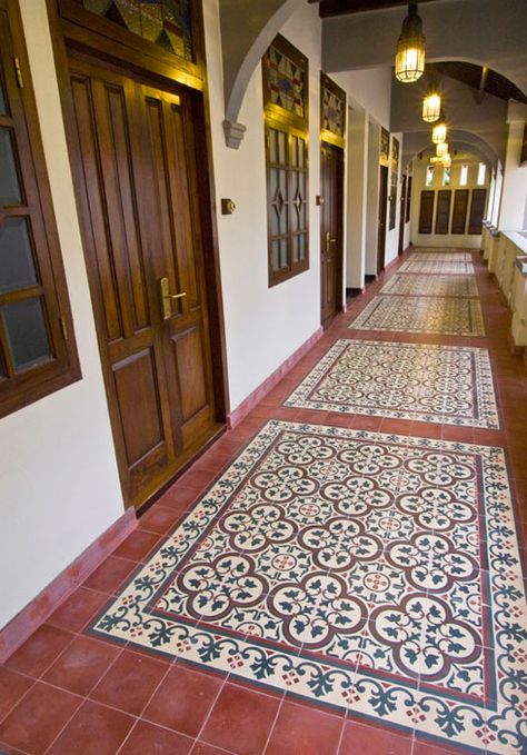 Athangudi Tiles, Hotel Theme, Indian Balcony, Hotel Room Interior, Theme Hotel, Hotel Corridor, Gates Design, Indian Theme, Indian Interiors