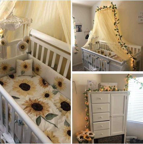 Sunflower girl nursery Sunflower Room, Sunflower Nursery, Sunflower Girl, Girl Nursery Themes, Baby Room Themes, Baby Nursery Themes, Girl Nursery Room, Baby Room Design