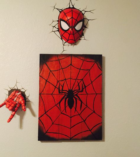 Cute Drawing To Put On Your Wall, Painting Ideas On Canvas Spiderman, Spider Man Canvas Painting, Painting Ideas Spiderman, Spiderman Painting On Canvas, Spiderman Painting Easy, Spiderman Room Ideas, Spiderman Canvas Painting, Sketching Basics