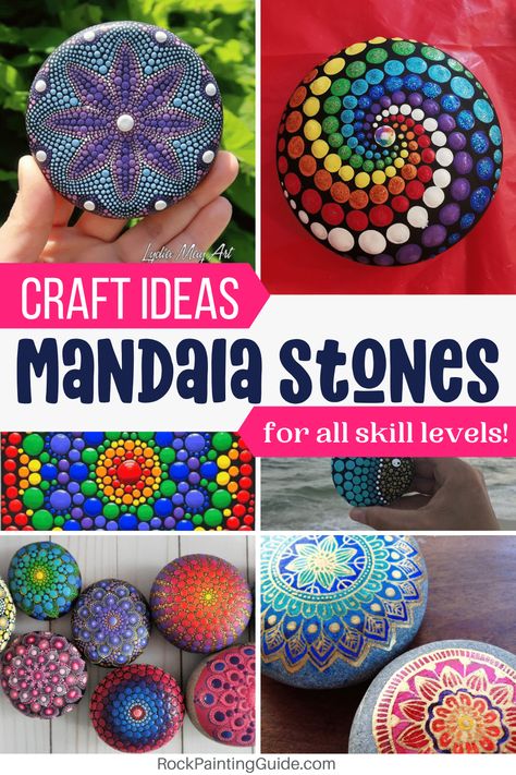 Learn how to paint mandala rocks with tips from the Pro Mandala Dot Artists! We have step-by-step tutorials, tips, best art supply recommendations and lots of mandalas stone ideas for inspiration! #mandalas #paintedrocks Best Paint For Rocks Stone Art, Mandala Pebble Art, Mandela Stones Rock Art, Stone Dot Art, How To Paint Mandalas Step By Step, Dot Rock Art, Rock Mandala Patterns, Mandala Rock Painting Patterns, Mandela Rock Painting Patterns