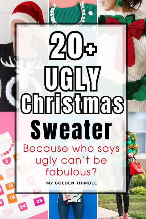 Need ugly sweater ideas? These cute and funny DIY Christmas sweaters are perfect for women and men and make great Christmas crafts projects for any party! Christmas Sweaters, Christmas Crafts