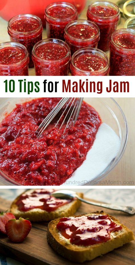 With jam season right around the corner I wanted to drop a small reminder that jam makes AWESOME {and frugal} holiday gifts! Okay, so smearing it all over a piece of toast isn’t so bad either.  😉 Making really good jam is really just about following a couple of really simple guidelines.  Here are my … Freezer Jams, Homestead Canning, Canning Jams, Canning Jam Recipes, Making Jam, Jam Making, Ball Canning, Canning 101, Jam Jam