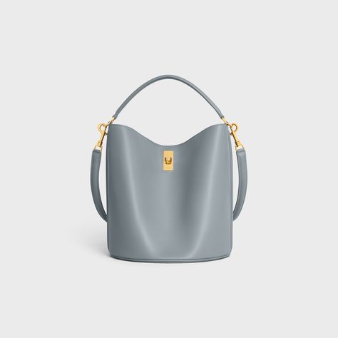 BUCKET 16 BAG IN SMOOTH CALFSKIN - BLUE GREY | CELINE Celine Bucket 16, Fragrance Bottle, Product Ideas, Fragrance Collection, Celine Bag, New Sneakers, New Fragrances, Small Leather Goods, Hand Cream