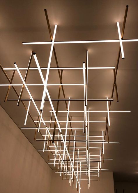 Light Sculpture Installation, Spa Lighting, Contemporary Light Fixtures, Modern Lighting Design, Ceiling Light Design, Lighting Concepts, Lighting Showroom, Minimalist Interior Design, Linear Lighting