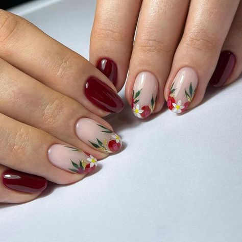 Gel Fall Nail Colors, Flower Nails Ideas, Summer Flower Nails, Floral Manicure, Nail Art Halloween, Christmas Manicure, Dark Elegance, Romantic Nails, Fall Manicure