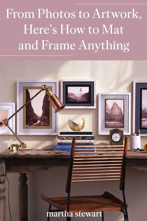 We share how to frame and mat any piece of art at home like a professional. As framing and matting, artwork or pictures will give each piece a refined look, and it will ensure that they'll be preserved for many years to come. #marthastewart #diydecor #diyprojects #diyideas #hobby Framing Prints Ideas, How To Frame Pictures, How To Frame Art, Diy Matting For Picture Frame, Matting Pictures Diy, Diy Canvas Frame, Unusual Pictures, Art At Home, Matting Pictures