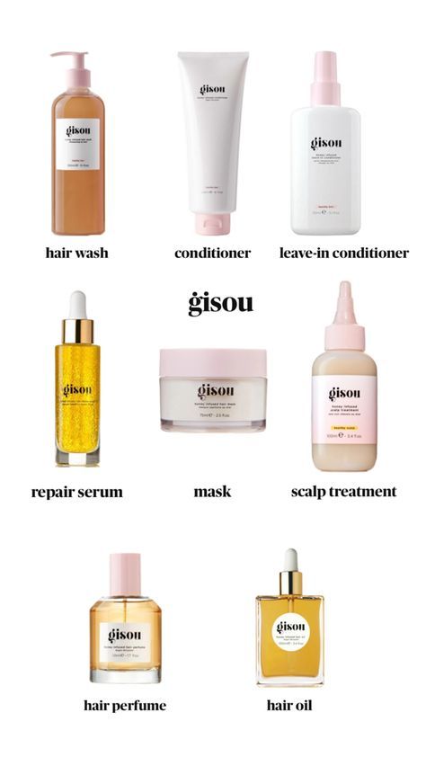 Hair Care Essentials List, Hair Products Gisou, Gisou Hair Shampoo, Hair Care Gisou, Gisou Shampoo And Conditioner, Sephora Hair Products, Gisou Hair Products, Smell Good Hair, Gisou Shampoo