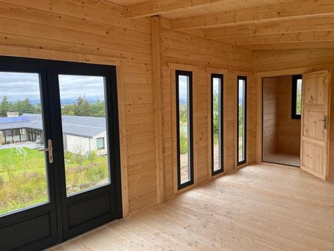 Corner Fireplace Furniture Arrangement, Table Tennis Room, Wooden Summer House, Garden Room Interiors, Garden Log Cabins, Contemporary Garden Rooms, Wall Planks, Large Garden, Zaha Hadid Architects