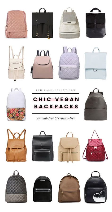 Looking for a bag that'll fit all your essentials—whether it's for school, work, or play? Here are 18 chic vegan backpacks! Mode Niqab, Modern Backpack, Chic Backpack, Vegan Leather Backpack, Vegan Purses, Vegan Handbags, Vegan Clothing, Fashion Vocabulary, Girly Bags