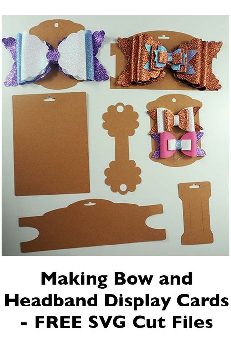 Making Bow and Headband Display Cards on the Cricut Bow Display Cards, Card Holder Template, Hair Bow Display, Hair Accessories Display, Headband Display, Bow Display, Jewelry Display Cards, Projets Cricut, Bow Template