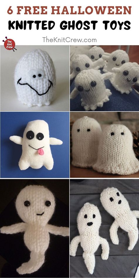 Free Ghost Knitting Patterns, Knit Ghost Pattern Free, Free Knitting Patterns For Halloween, Knitted Halloween Ghosts, Loom Knit Ghost, Knitted Ghost Pattern, Knitting Patterns Halloween, Ghost Knitting Pattern, Knitted Halloween Decorations