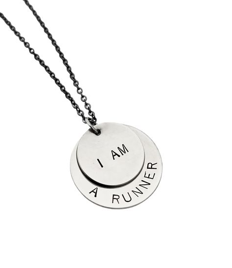 I AM a RUNNER Necklace - Running Jewelry - Running Necklace on Gunmetal Chain - Great Running Gift - New Runner - Beginner Runner - Run Gift by TheRunHome on Etsy Running Necklace, Running Jewelry, Running Gift, Gift Guide Women, Beginner Runner, Running Gifts, Silver Bow, Black Jewelry, Nickel Silver