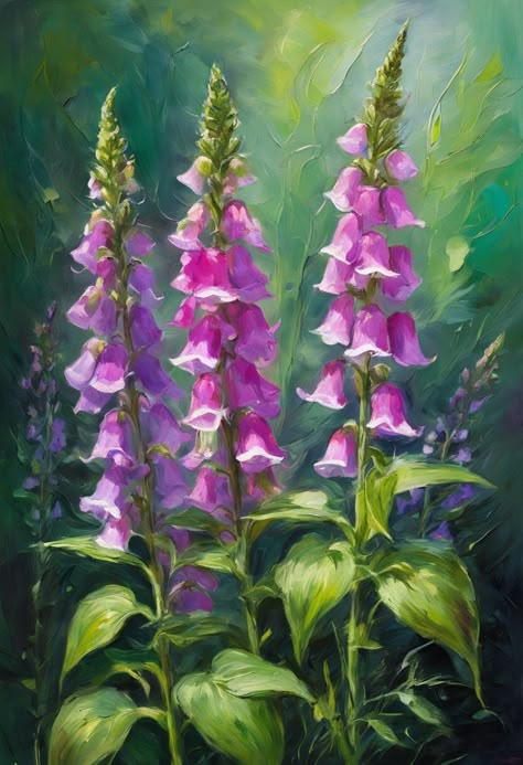 Foxgloves Drawing, Foxglove Book, Foxglove Painting, Foxglove Drawing, Foxglove Art, Foxglove Illustration, Purple Foxglove, Watercolour Greenery, Iris Field