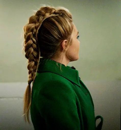 Gabriella Wilde, Viking Braids, White Widow, 2022 Aesthetic, Mohawk Braid, Money Outfit, Viking Hair, Yelena Belova, Florence Pugh