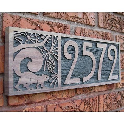 Custom address plaque made in your choice of motif and font with your house number. Choose aspen leaves, acorn, pinecone, dragonfly, columbine and more. Cleaning Upholstered Furniture, Unique House Numbers, Gothic Living Room, Ceramic House Numbers, House Number Plaque, Decorative Plaques, Door Number, Craftsman Bungalow, House Signs