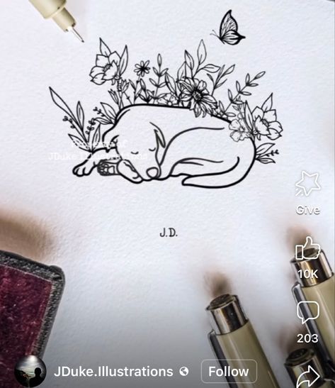 Floral Dog Tattoo, Maggie Tattoo, Buzz Tattoo, Pet Memorial Tattoo, Animal Tattoo Designs, Cool Animal Tattoos, H Tattoo, Basic Tattoos, Animal Tattoo Ideas