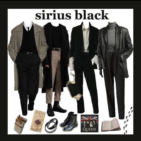 Sirius Outfit Aesthetic, Dark Acamedia Outfits Male, Darkest Academia Outfit Men, Sirius Black Lookbook, Dark Academia Men’s, Sirius Black Fashion, Goth Academia Men, Black Dark Academia Outfits, Vampirecore Outfits Male